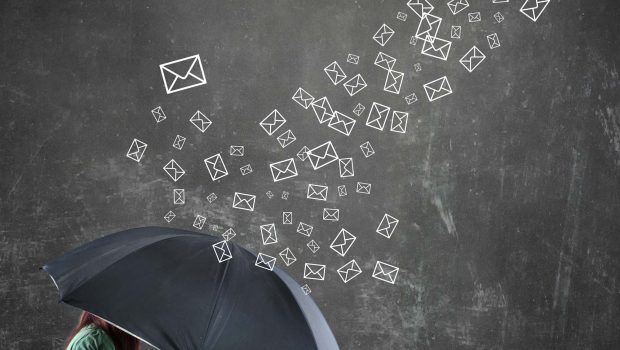Spam Mail - Letters hitting an umbrella